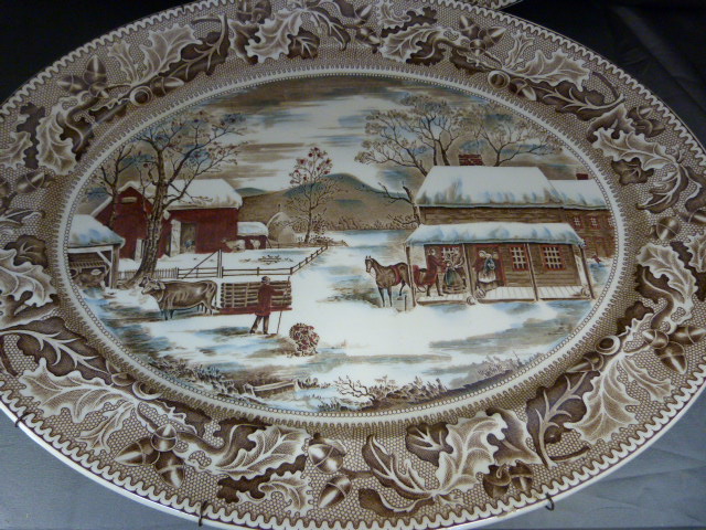 Pair of Johnson Bro's meat platters in the pattern 'Thanksgiving' along with two others. Diameter of - Image 2 of 6
