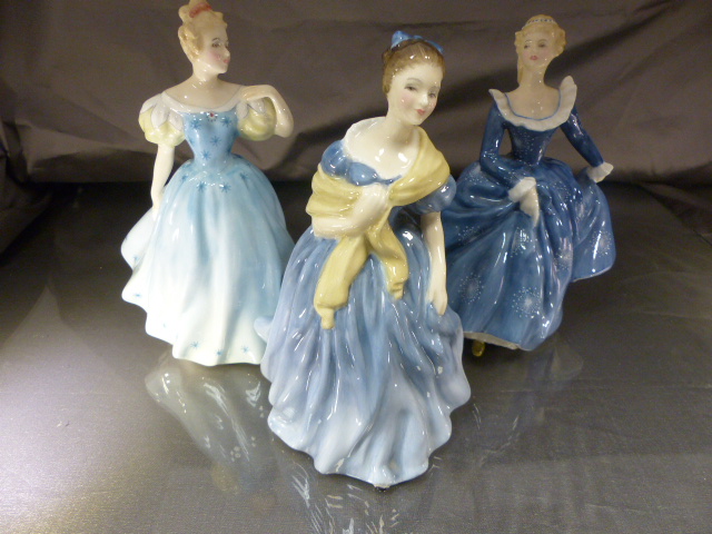 Three Royal Doulton lady figurines - Fragnance HN2334, Adrienne HN2304 and Enchantment HN2178
