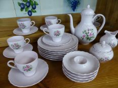 A German Porcelain Rose c1970's part breakfast service