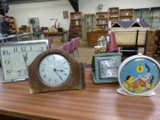 Four Bedside display clocks - Smiths Sooty and Sweep metal framed alarm clock, both characters