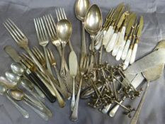 Selection of Low Grade silver cutlery (100) (90) along with a set of 12 knife rests