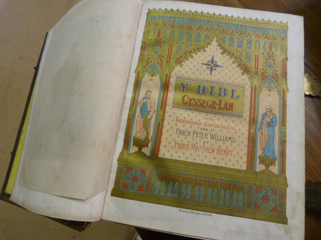 Y BIBL CYSEGR-LAN. Family Bible in Welsh.C.1880. Large folio with traditional gilt, blind-stamped - Image 10 of 12