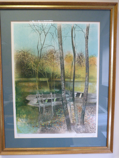 Claude Grosperrin - Lithograph of a Woodland Area. 22/? Signed lower right. Size approx 76cm x 60cm