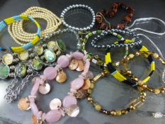 Collection of various costume bracelets