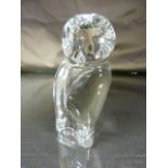 BACCARAT - Baccarat french clear glass owl with no box - Etched mark to base and approx 10.5cm high