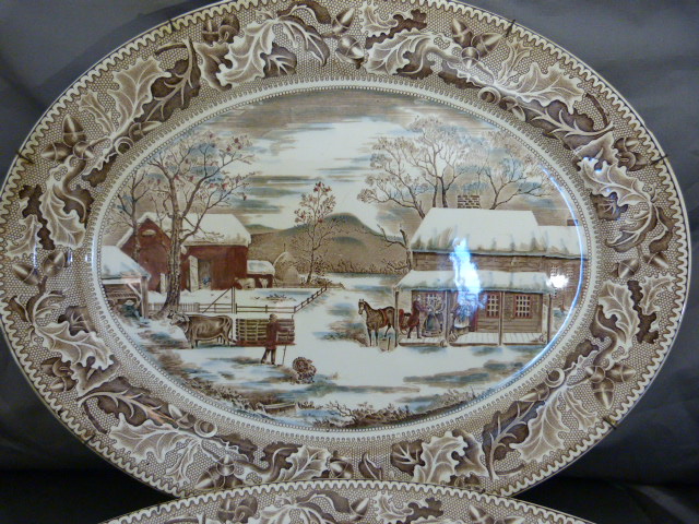 Pair of Johnson Bro's meat platters in the pattern 'Thanksgiving' along with two others. Diameter of - Image 3 of 6