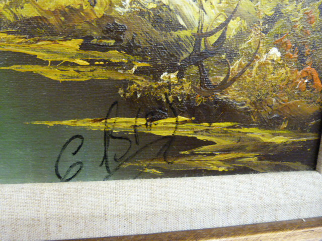 Three oils - One of a Mountainous scene signed C Bray and two others of heathland. - Image 4 of 10