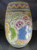 Large Poole Pottery Vase by Ruth Pavely approx 12" high decorated in somewhat subtle colours for