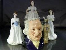 Three boxed Royal Doulton figures and a Royal Doulton Character Jug - To include John Doulton D6656,