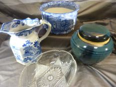 Blue and White Mason's Ironstone, Tams Ware Blue and White flower bowl, Studio Pottery Ginger vase