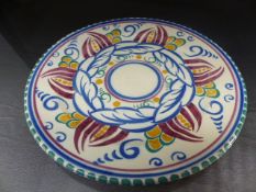 Carter Stable Adams Ltd Poole England Art Deco Red bodied plate decorated in the WE pattern and