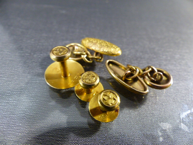 Pair of 9ct Gold Cufflinks, pair of 9ct Gold collar studs and a spare collar stud. - Total approx - Image 4 of 4