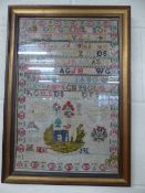 Sampler (not dated) Late Victorian/Edwardian sample by Isabella Sampson (framed)