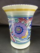 Poole Pottery Art Deco flared vase decorated in the PB pattern 'Bluebird' design. Paintress is Hilda