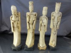 Set of four Bone oriental figures