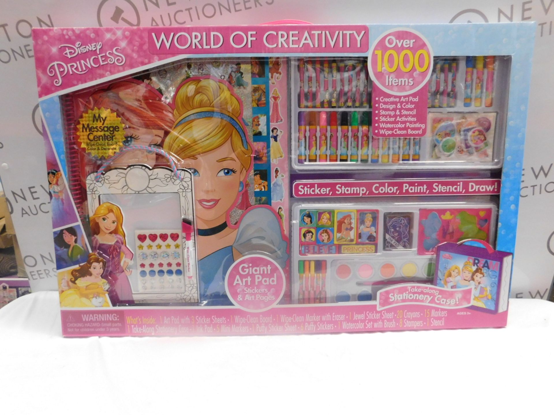 1 BRAND NEW BOXED DISNEY PRINCESS GIANT ART STATIONERY CASE OVER 1000 PIECES RRP £ 69.99