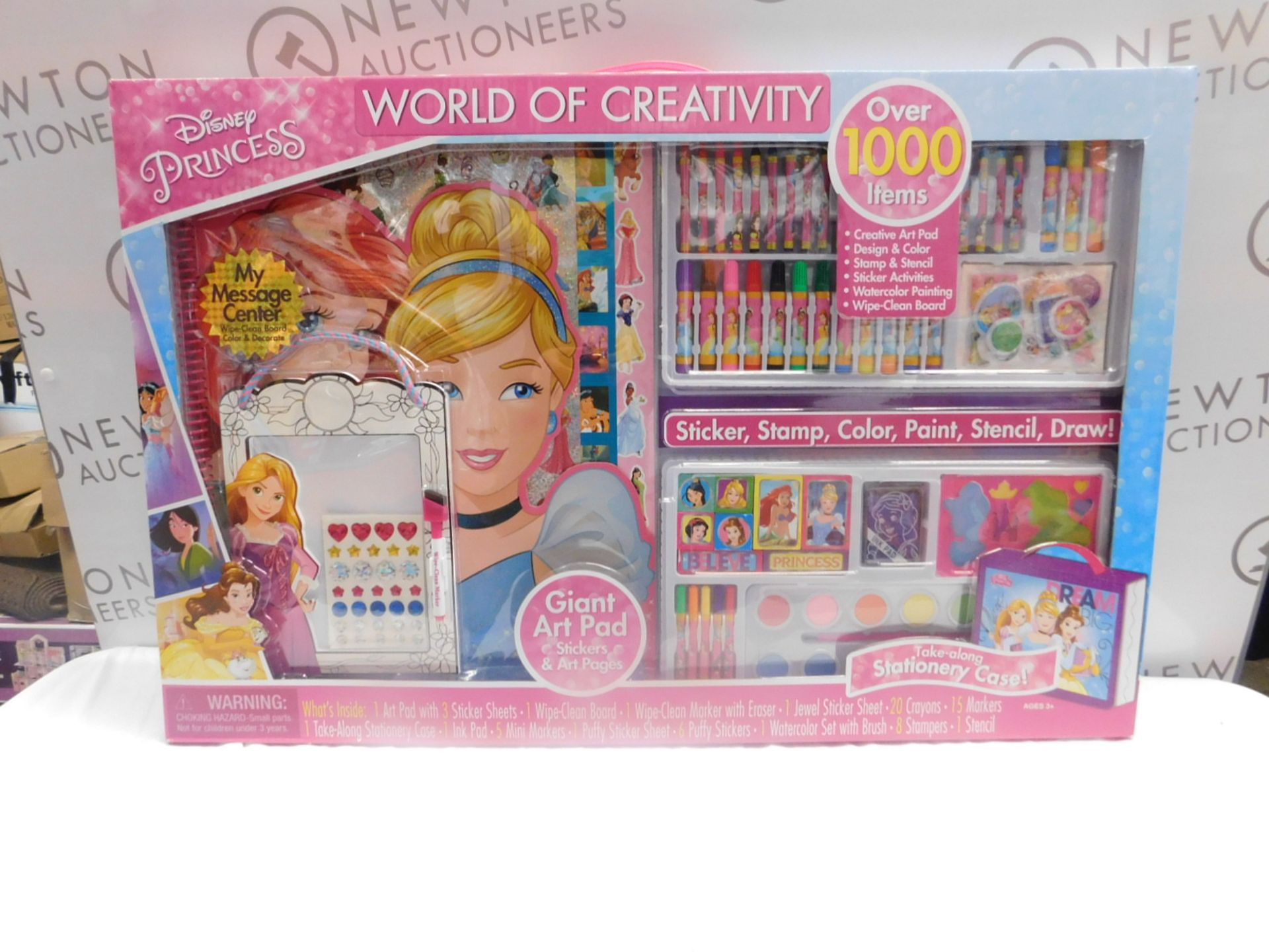 1 BRAND NEW BOXED DISNEY PRINCESS GIANT ART STATIONERY CASE OVER 1000 PIECES RRP £ 69.99