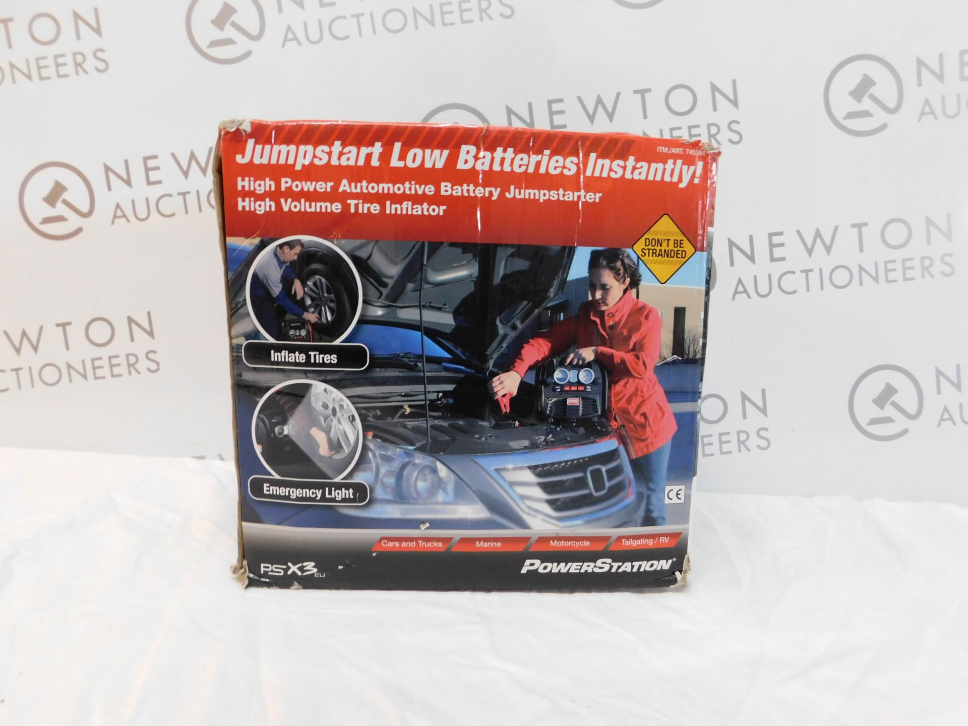 1 BOXED POWERSTATION PSX3 BATTERY JUMPSTARTER WITH BUILT IN LIGHT AND COMPRESSOR RRP £159.99