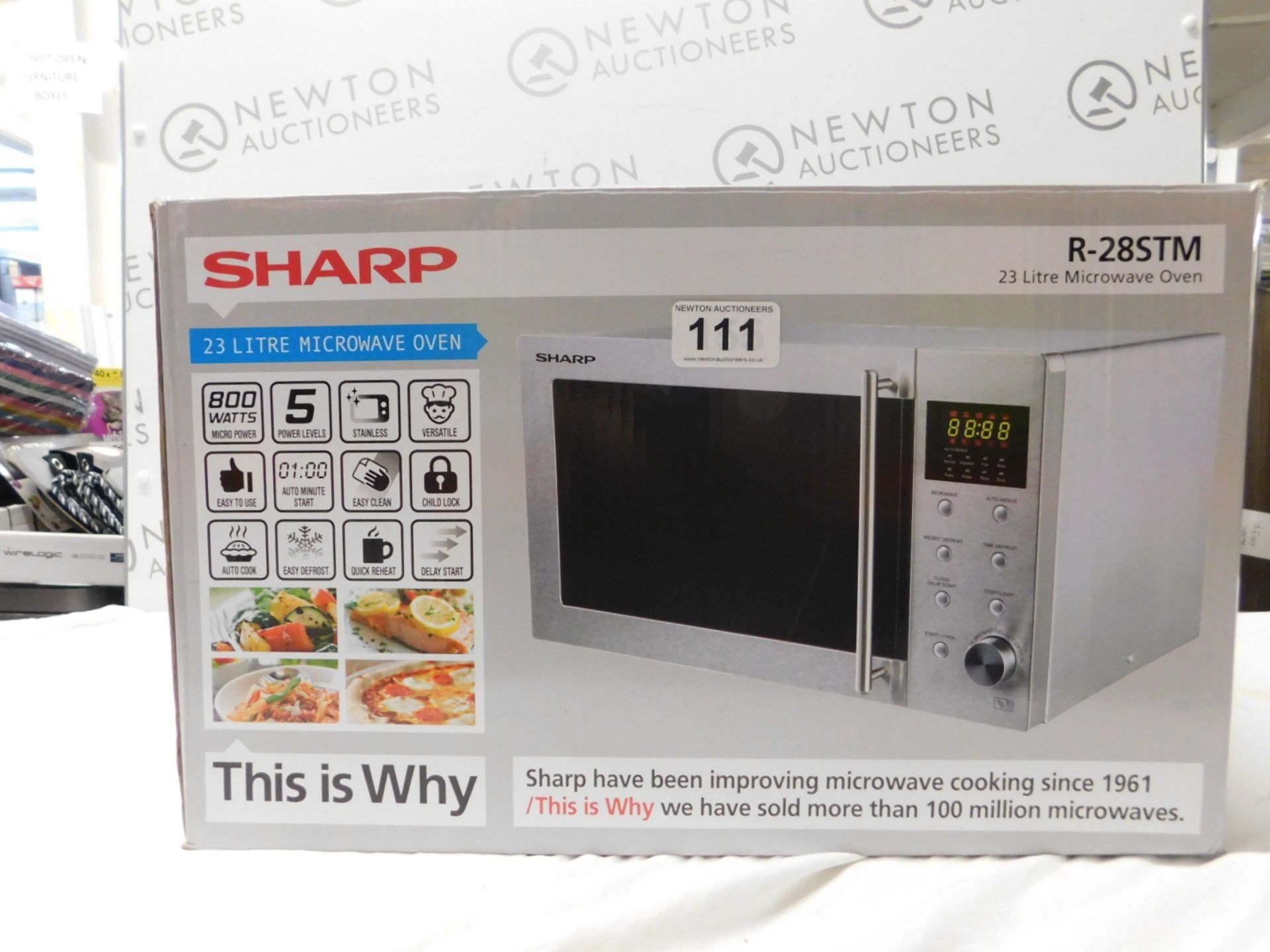 1 BOXED SHARP SOLO 23 LITRE STAINLESS STEEL MICROWAVE OVEN RRP £179.99