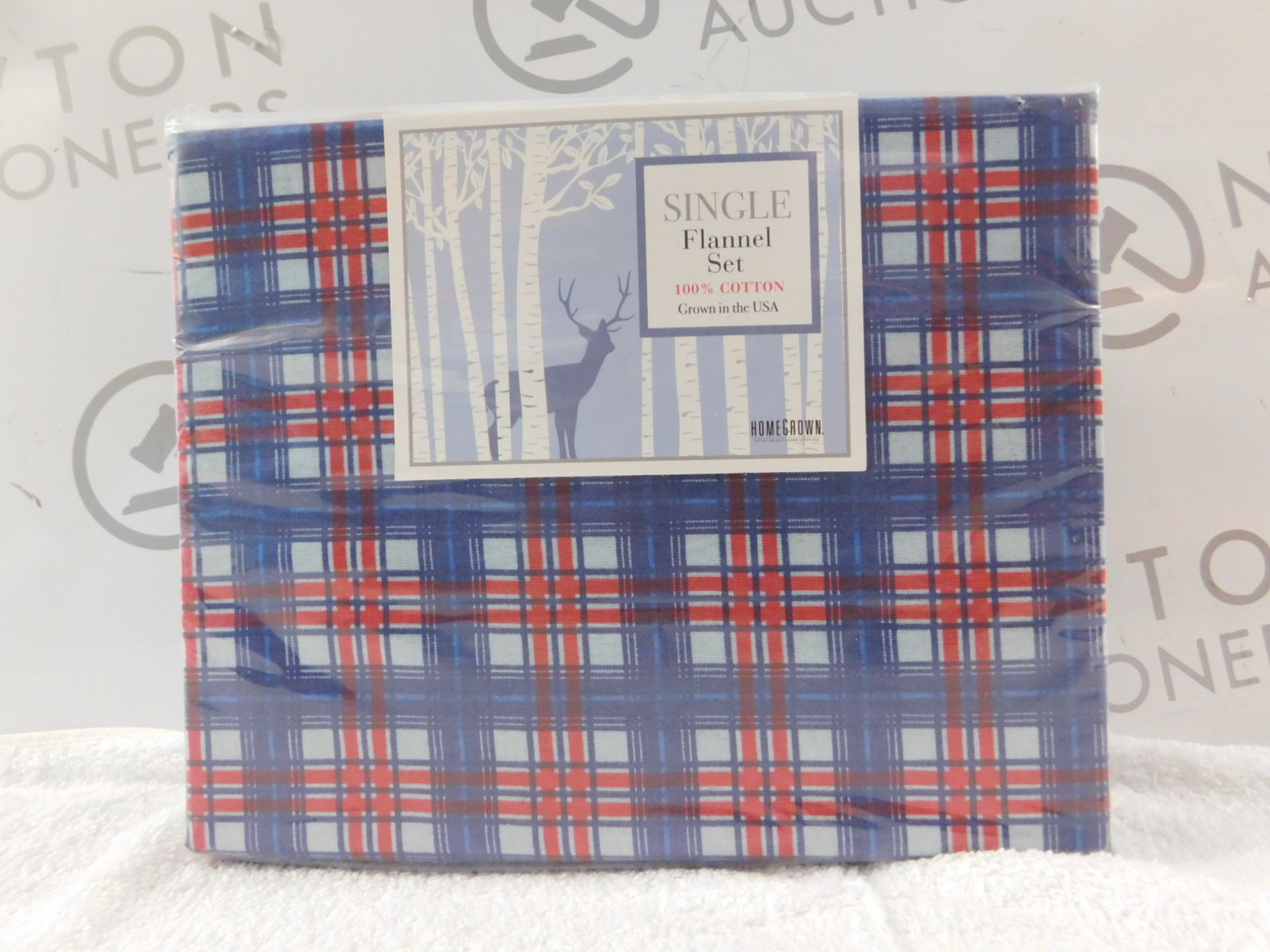 1 BRAND NEW PACK OF HOMEGROWN BLUE & RED STRIPE COTTON SINGLE FLANNEL SET RRP £19.99
