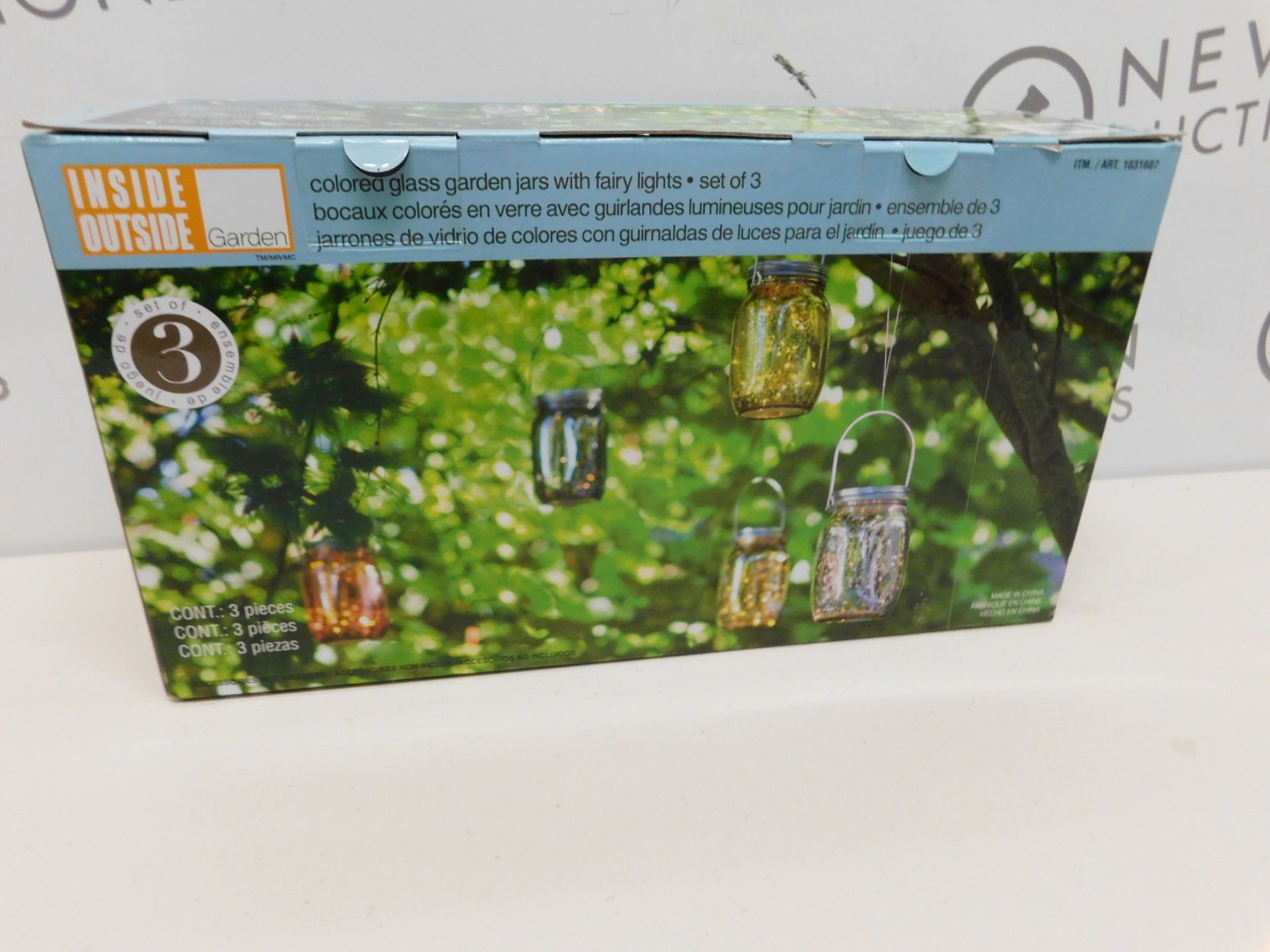 1 BOXED COLORED GLASS GARDEN JARS WITH FAIRY LIGHTS RRP £39.99