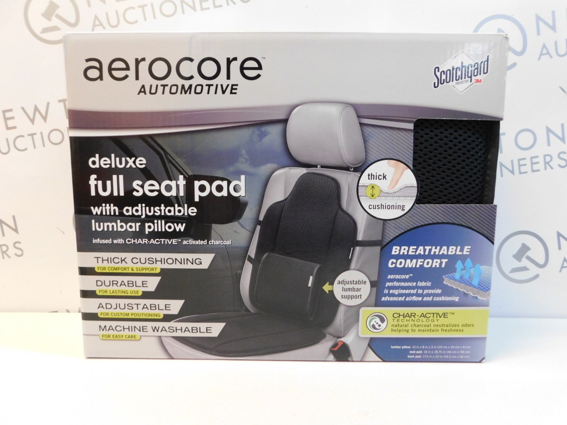 1 BOXED AEROCORE DELUXE FULL SEAT PAD WITH ADJUSTABLE LUMBAR PILLOW RRP £39.99