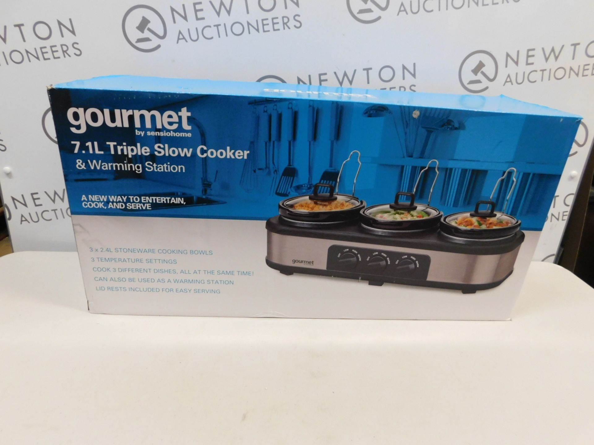 1 BOXED SENSIOHOME GOURMET TRIPLE SLOW COOKER WITH WARMING STATION 7.1L CAPACITY RRP £89.99