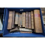 Approx 15 leather and part leather bound principally 19th century vols incl.