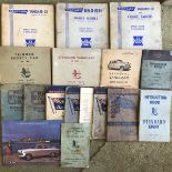 A good collection of mostly Standard Cars related instruction books, a sales brochure, spare parts