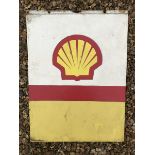 A Shell petrol pump panel, 22" wide at the widest point x 28".