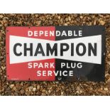 A Champion Dependable Spark Plugs Service rectangular enamel sign dated 1951, 23 x 30".