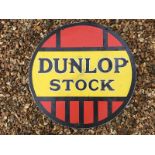 A Dunlop Stock circular double sided enamel sign, 23 3/4" diameter.