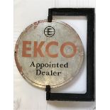 An Ekco 'Appointed Dealer' twin revolving aluminium sign on bracket, 18 x 20 1/2" overall.