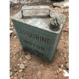 A Carburine Motor Spirit two gallon petrol can with original cap.