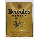 A Hercules Cycles pictorial tin advertising sign, 18 x 24".