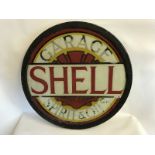 An early Shell Spirit and Oils circular glass advertising sign, possibly the one side of a lightbox,