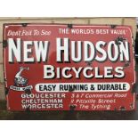 A New Hudson Bicycles rectangular enamel sign 'Easy Running and Durable', Gloucester, Cheltenham and