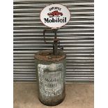 A Mobiloil cylindrical forecourt drum with original painted decals for BB-grade, with oval double