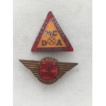 An unusual lapel badge - Ferraris for Morris and another for Morris Commercial Drivers Association.