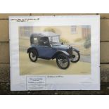 A limited edition print of an Austin 7 Pramhood Chummy, signed by Stanley Edge, no. 379/750, 24 x