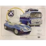 A Christopher Dugan limited edition print title Ecurie Ecosse featuring the Jaguar D-type and the