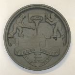 A Ford Thames Foundry 1957-1985 circular cast iron closure sign, 7 1/2 " diameter.