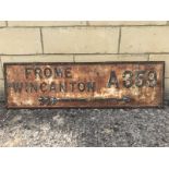 An early cast iron road sign directing traffic to Frome and Wincanton on the A359, 39 1/2 x 11 1/