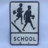 A rectangular aluminium road sign - School, 14 x 21".