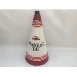 A Mobiloil 'BB' grade conical pyramid oil can, repainted.