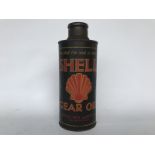 A Shell Gear Oil cylindrical quart oil can in good condition.