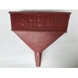 A Shell rectangular funnel with embossed lettering to both sides.