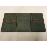 Three volumes of Pittmans Series Common Commodities of Commerce, Petroleum, Rubber and Oil.