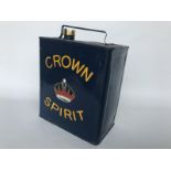 A Crown Spirit two gallon petrol can with embossed crown motif to the centre on one side and