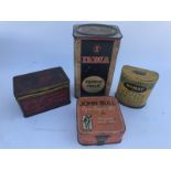 An India French Chalk tin, a Romac Repair Outfit tin, another for John Bull and a Royal Ediswan bulb